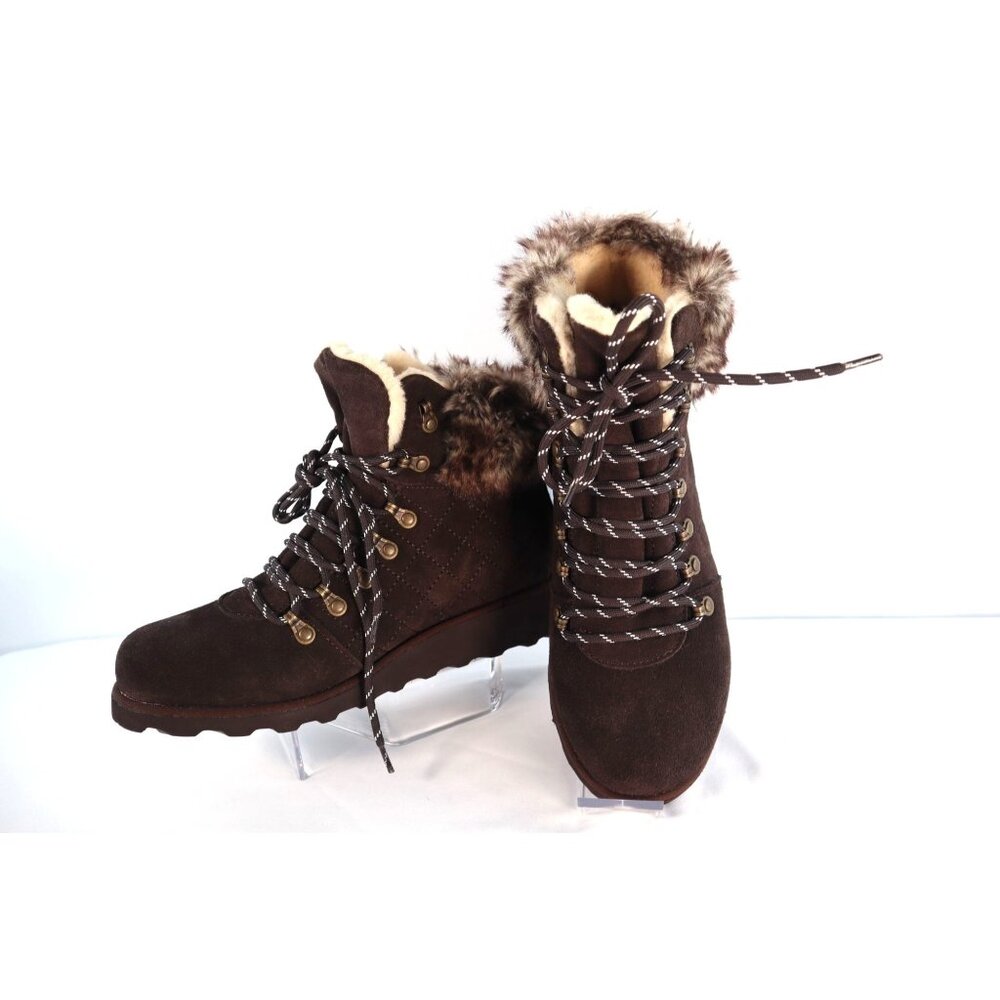 BearPaw  Dark Brown Suede Winter‎ Hiking Ankle Boots with Lace Up Design Size 10